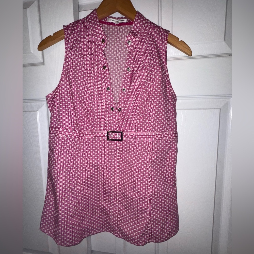 Express Pink and White Polka Dot Blouse